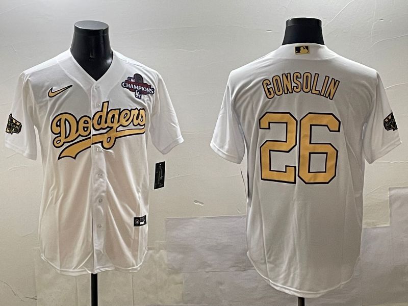 Men Los Angeles Dodgers 26 Gonsolin White All star Game 2025 Nike MLB Jersey style 2